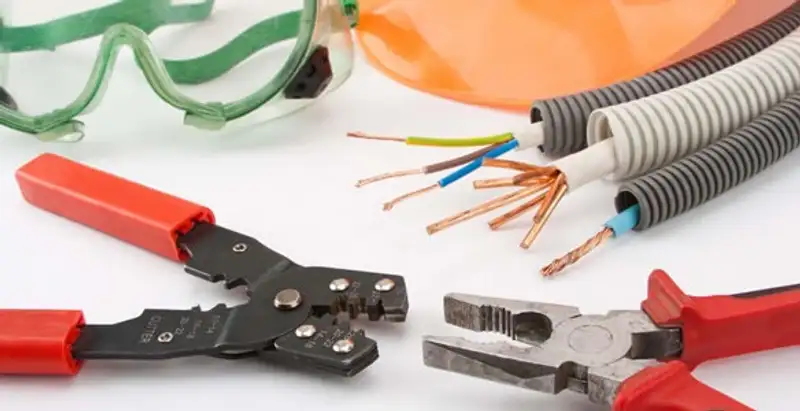 Electrical wiring repair with professional tools and safety equipment in Antelope, CA