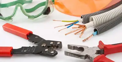 Electrical wiring repair with professional tools and safety equipment in Elverta, CA